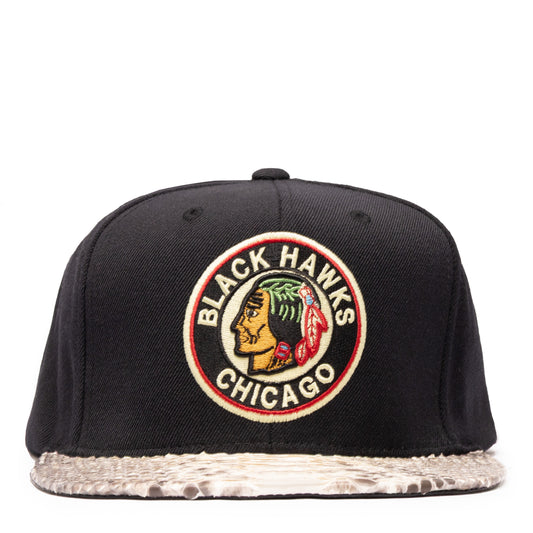 JUST DON CHICAGO BLACKHAWKS VINTAGE LOGO (BLACK-NATURAL BRIM)