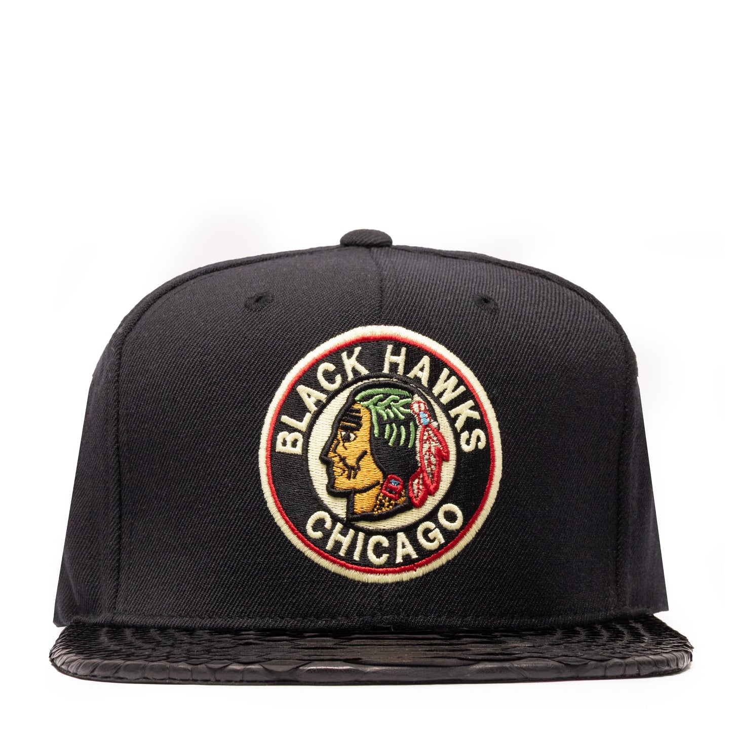 JUST DON CHICAGO BLACKHAWKS VINTAGE LOGO (BLACK-BLACK BRIM)