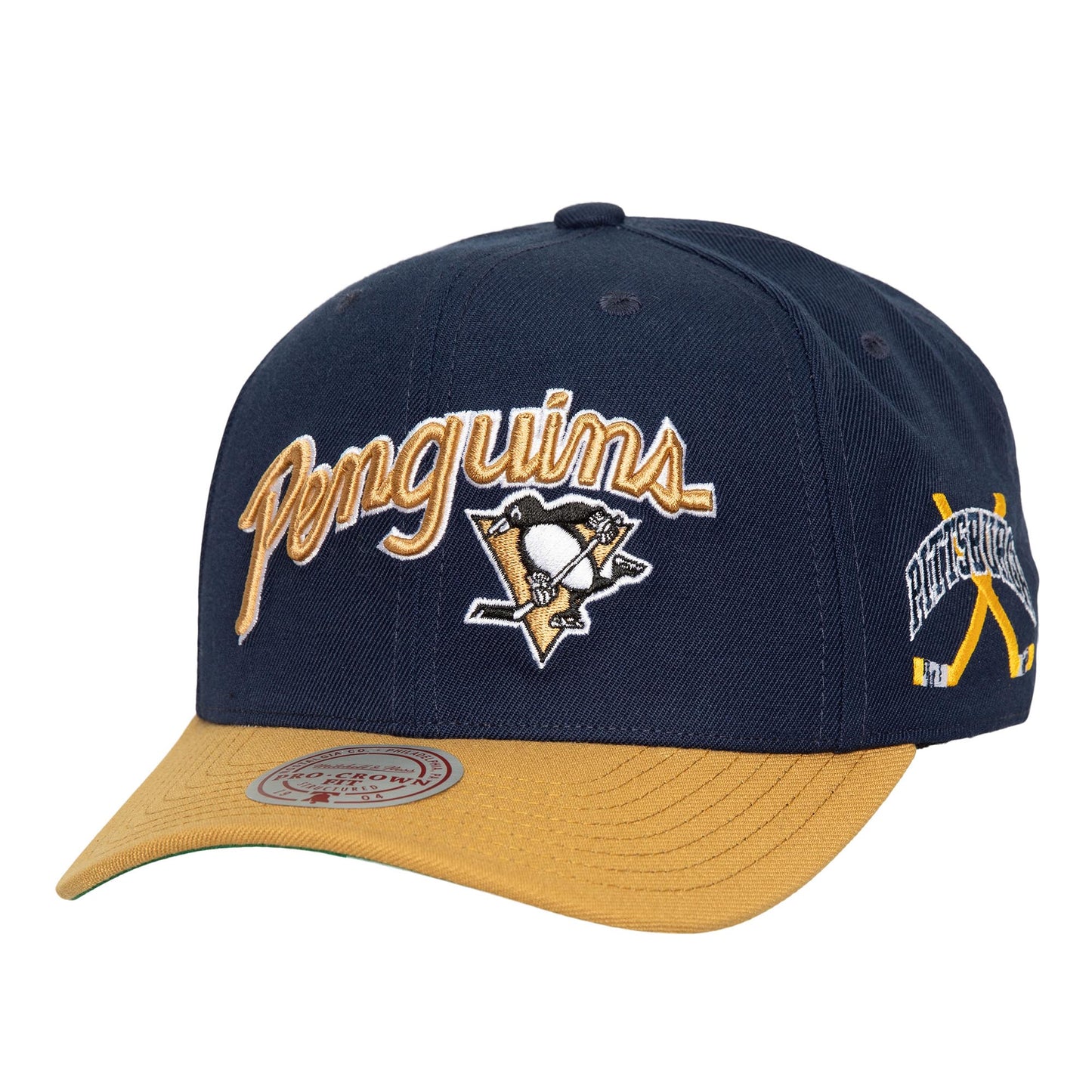 Just Don NHL Wave Script Pro Crown Strapback Hat Pittsburgh Penguins