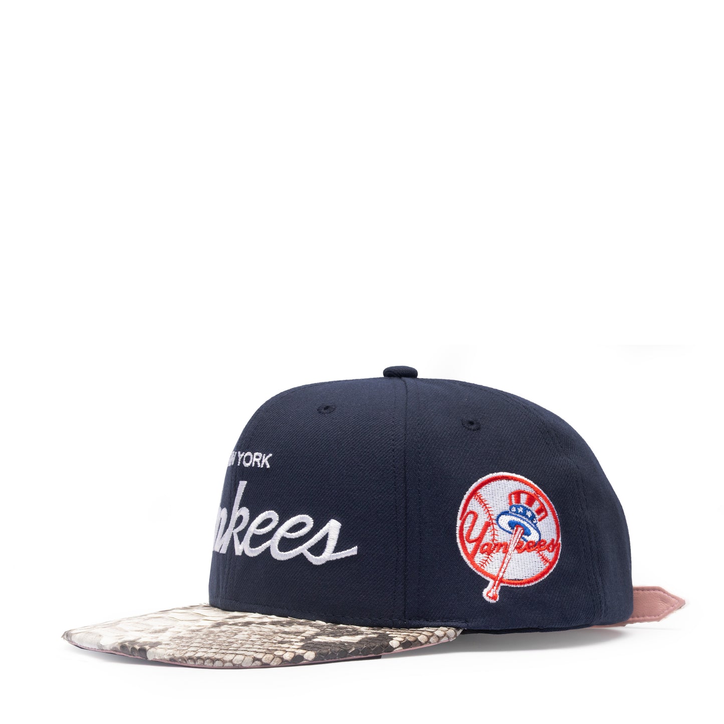 JUST DON NEW YORK YANKEES SCRIPT PYTHON PINK BOTTOM (NAVY-NATURAL-PINK-GOLD)