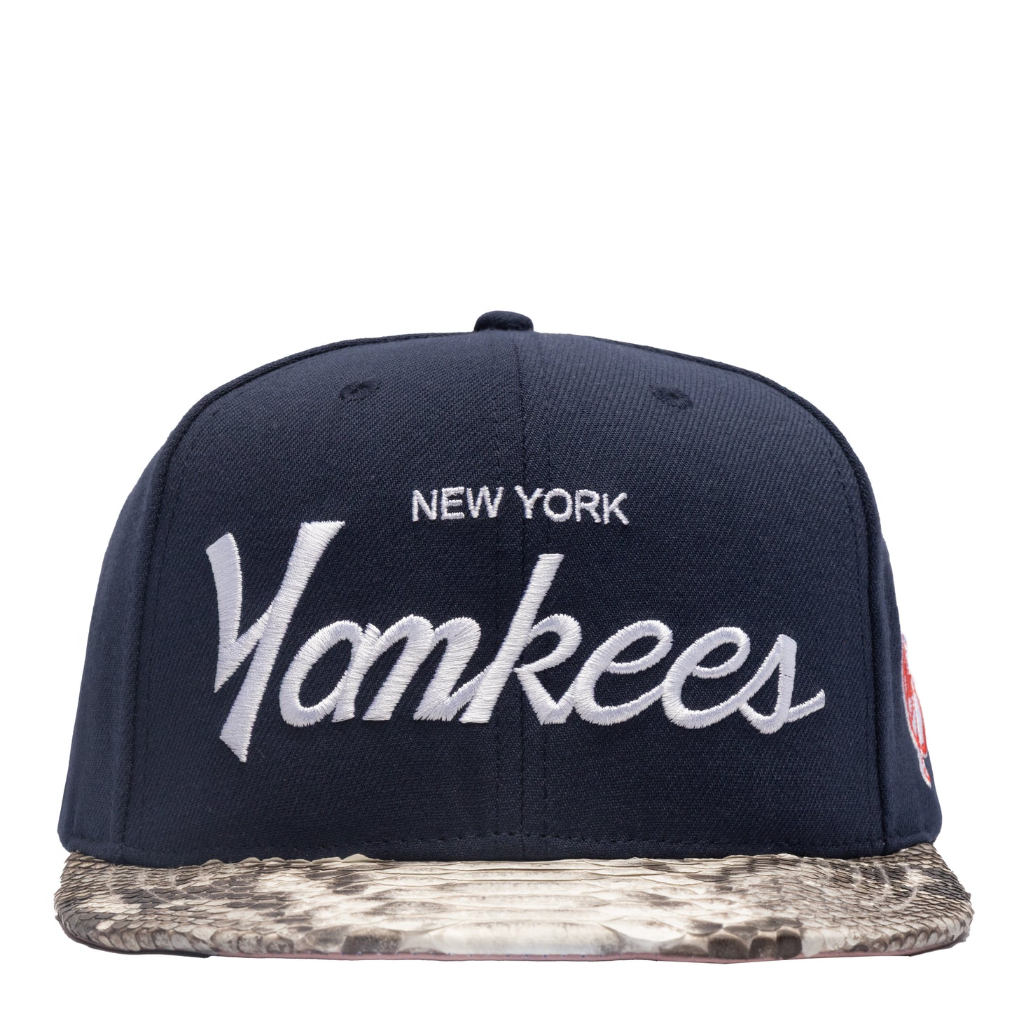 JUST DON NEW YORK YANKEES SCRIPT PYTHON PINK BOTTOM (NAVY-NATURAL-PINK-GOLD)