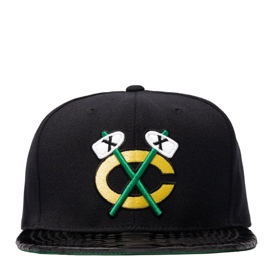 JUST DON CHICAGO BLACKHAWKS VINTAGE LOGO (BLACK-BLACK-BLACK-GOLD)