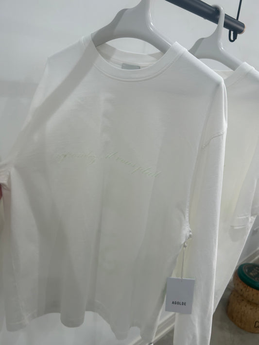 RSVP Gallery x AGOLDE L/S Stacked Text Glow Mock Neck Tee