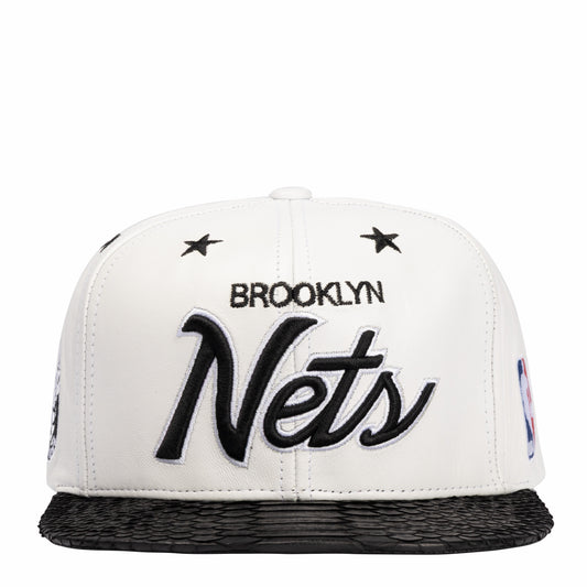 JUST DON BROOKLYN NETS PYTHON (white LEATHER-black brim)