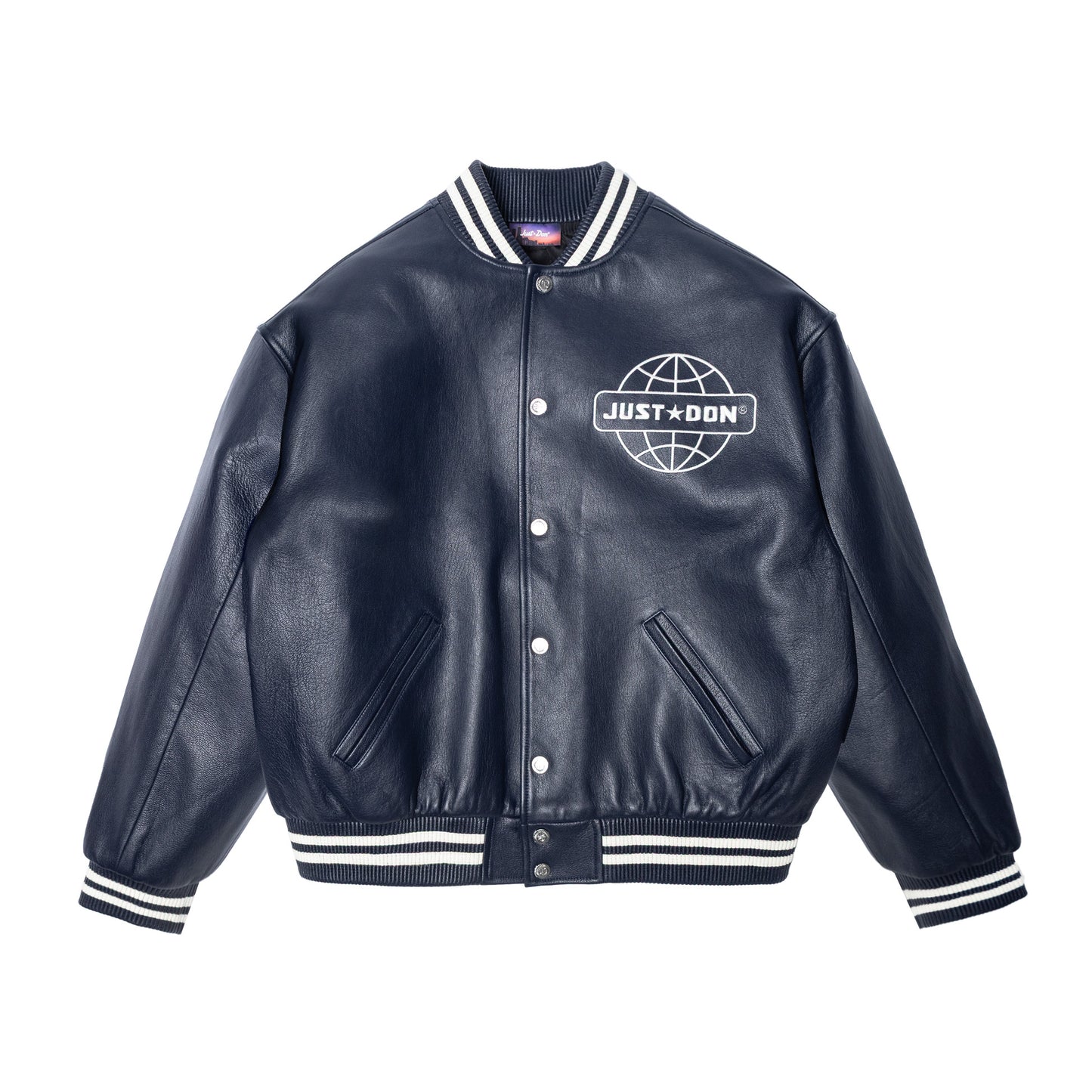 Just Don Globe Logo Leather Jacket