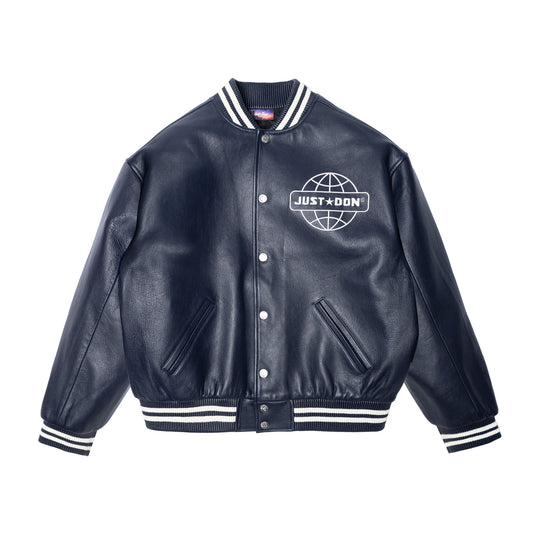 Just Don Globe Logo Leather Jacket