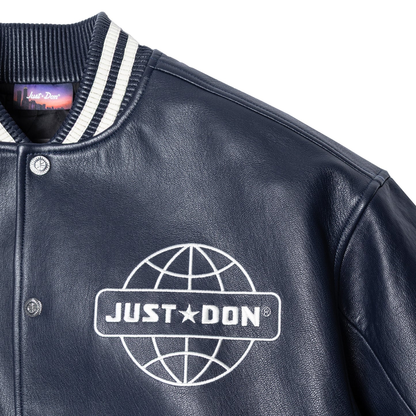 Just Don Globe Logo Leather Jacket