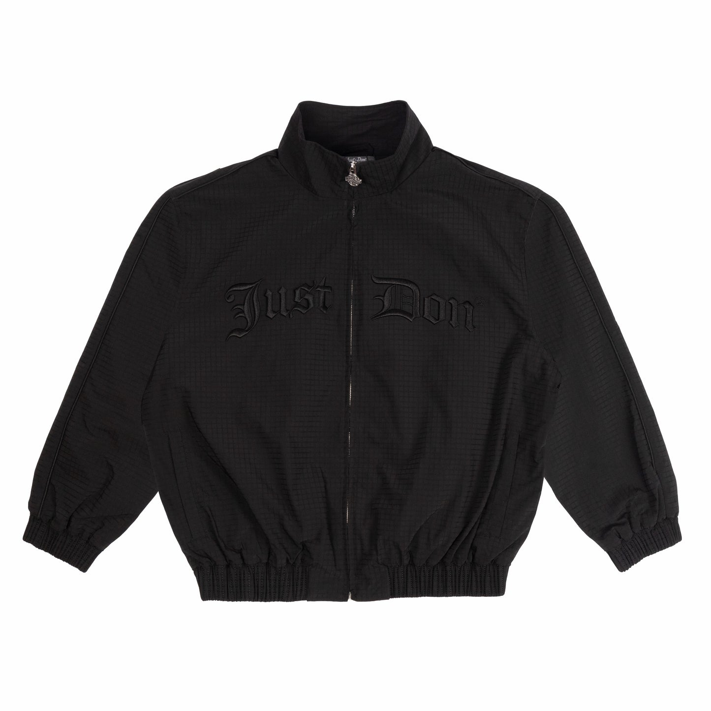 JUST DON NYLON OLD ENGLISH TRACK JACKET(BLACK)