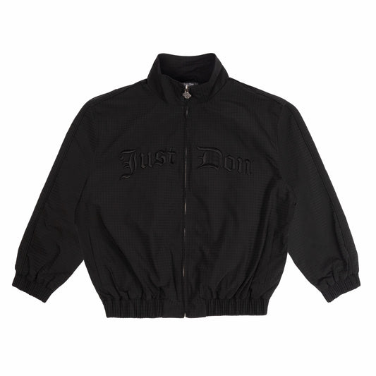 JUST DON NYLON OLD ENGLISH TRACK JACKET(BLACK)